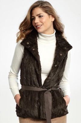4 Banana Republic Faux Fir Belted Vest