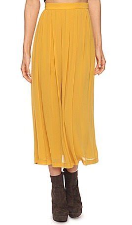 5 Forever 21 mustard yellow pleated maxi skirt