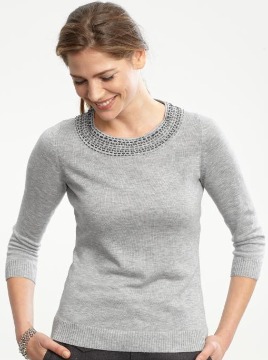 2 Banana Republic Embroidered Pearl-Trim Sweater