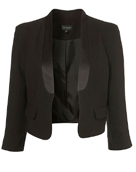 8 Topshop Black Satin Collarless Crop Jacket