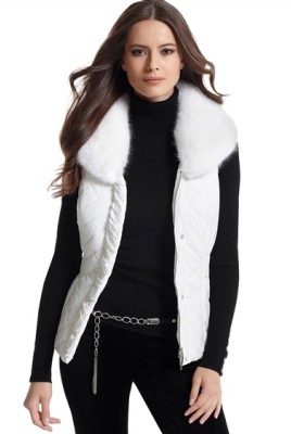 white fur vest