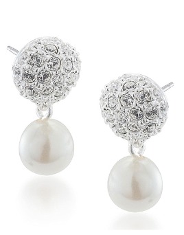 2 Carolee Crystal Fireball and Pearl Drop Earrings