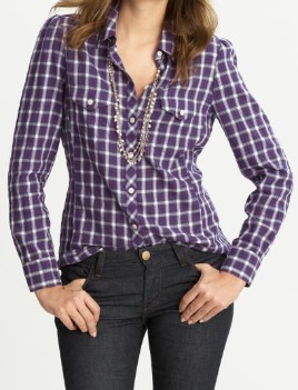 3 Banana Republic Purple Plaid Flannel Shirt