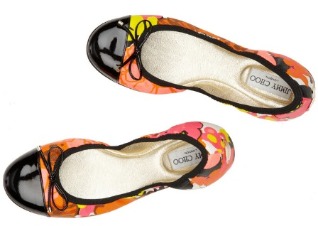 4. Jimmy Choo Wallach Canvas and Patent-leather Ballet Flats