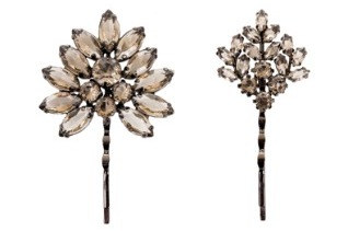5. BCBG MaxAzria Crystal Leaf Hairpins
