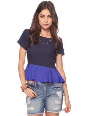 Colourblock Peplum Top