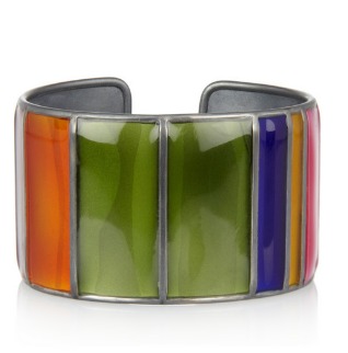 4 Bottega Veneta Oxidized Silver and Enamel Cuff