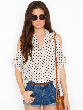 Spotted Shoulder Blouse
