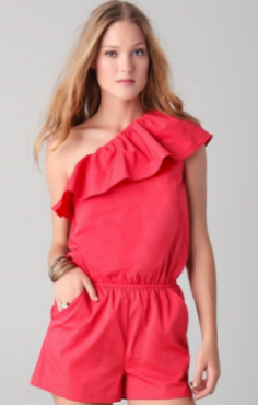 4. Shoshanna Ruffle One Shoulder Romper