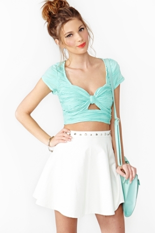 3. Nasty Gal Bow Crop Top in Mint