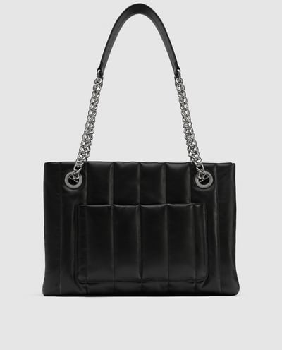 STNF_Work Bag_Zara Quilted Leather Tote Bag with Chain Detail