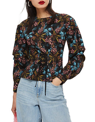 SNTF_Florals for Fall_Hudsons Bay Topshop Floral Print Corset Blouse